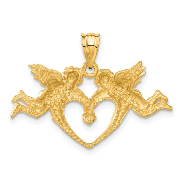Goldia Necklaces 14k Yellow Gold Satin Angels Heart Pendant