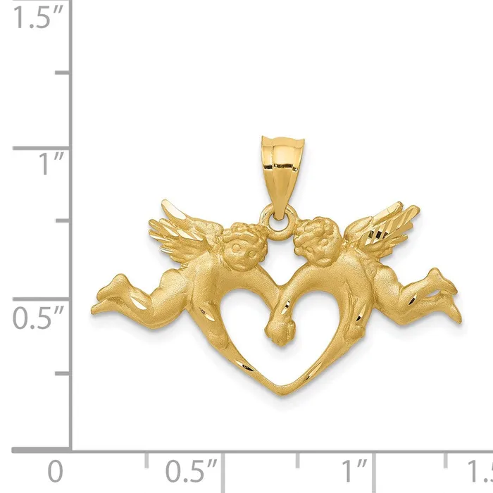 Goldia Necklaces 14k Yellow Gold Satin Angels Heart Pendant