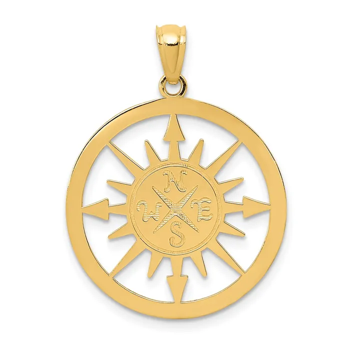 Goldia Necklaces 14k Yellow Gold Satin Polished Lost Without You Compass Pendant