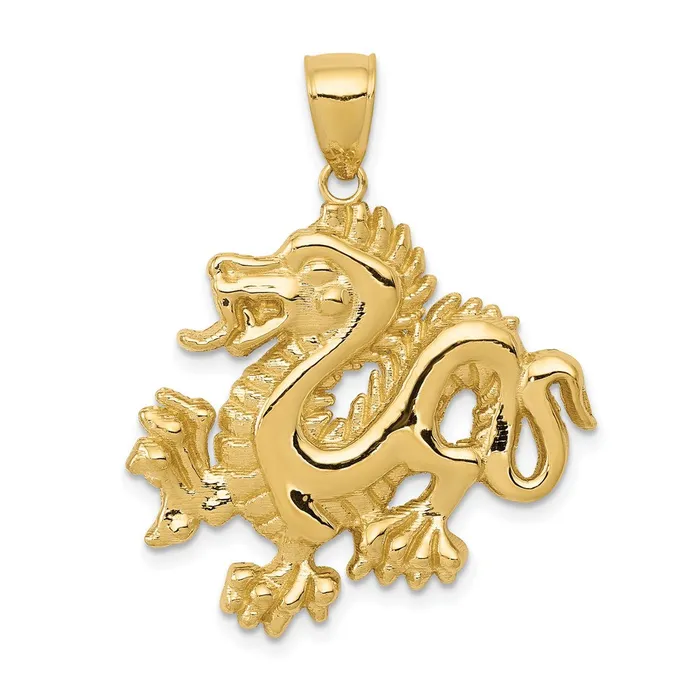 Goldia Necklaces 14k Yellow Gold Solid Polished Dragon Pendant