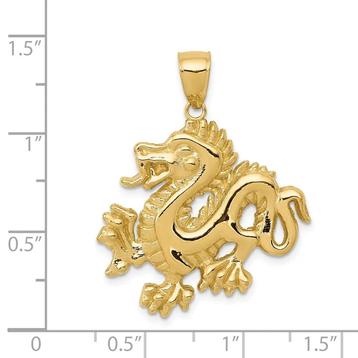 Goldia Necklaces 14k Yellow Gold Solid Polished Dragon Pendant