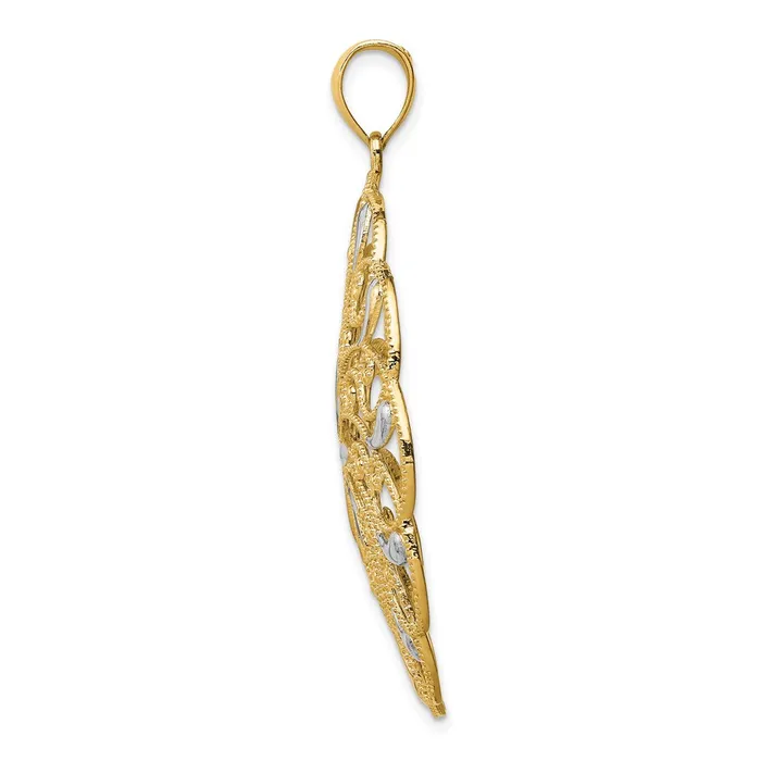 Goldia Necklaces 14k Yellow Rhodium Gold and White Rhodium Meridian Swirl Pendant