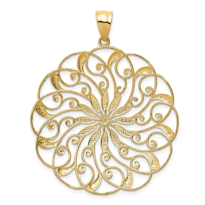 Goldia Necklaces 14k Yellow Rhodium Gold and White Rhodium Meridian Swirl Pendant