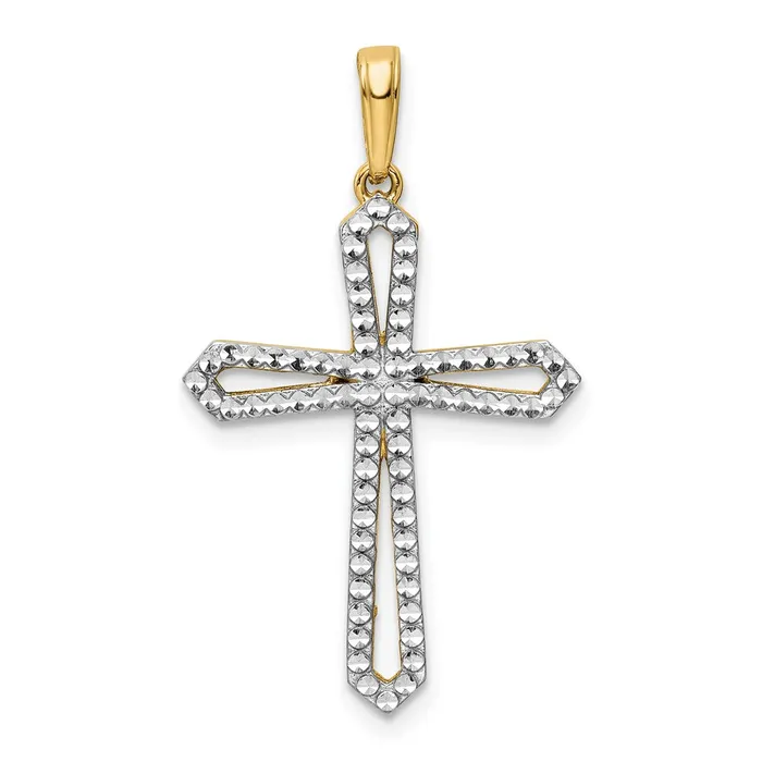 Goldia Necklaces 14k Yellow Rhodium Gold wRhodium DC Cross Pendant