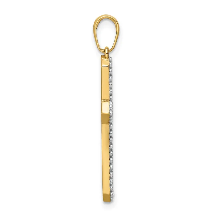 Goldia Necklaces 14k Yellow Rhodium Gold wRhodium DC Cross Pendant