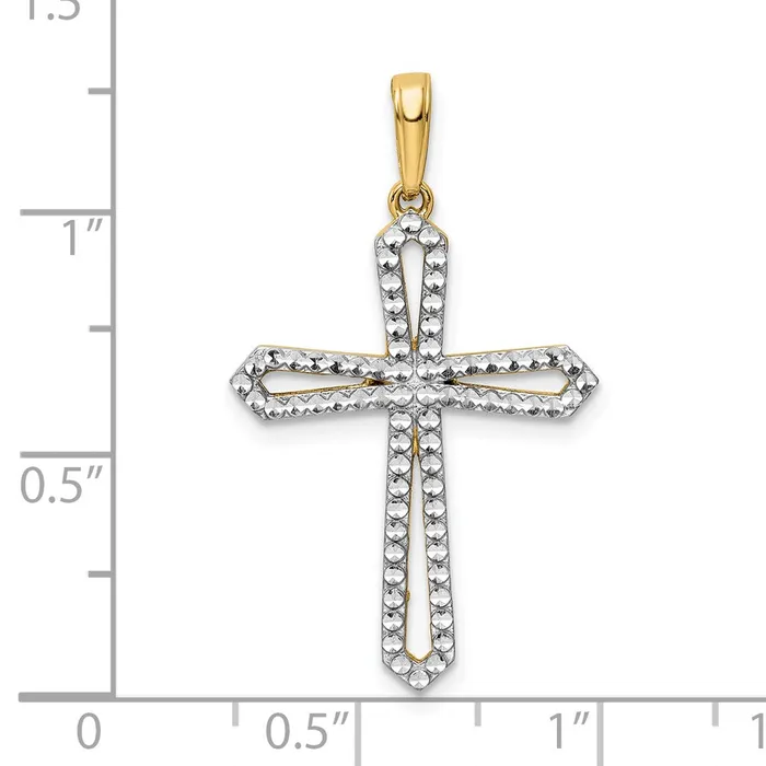 Goldia Necklaces 14k Yellow Rhodium Gold wRhodium DC Cross Pendant