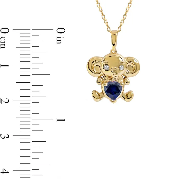 Goldia Necklaces 50mm HeartShaped Blue and White LabCreated Sapphire Elephant Pendant in Sterling Silver with 14K Gold Plate Goldia Necklaces 50mm HeartShaped Blue and White LabCreated Sapphire Elephant Pendant in Sterling Silver with 14K Gold Plate