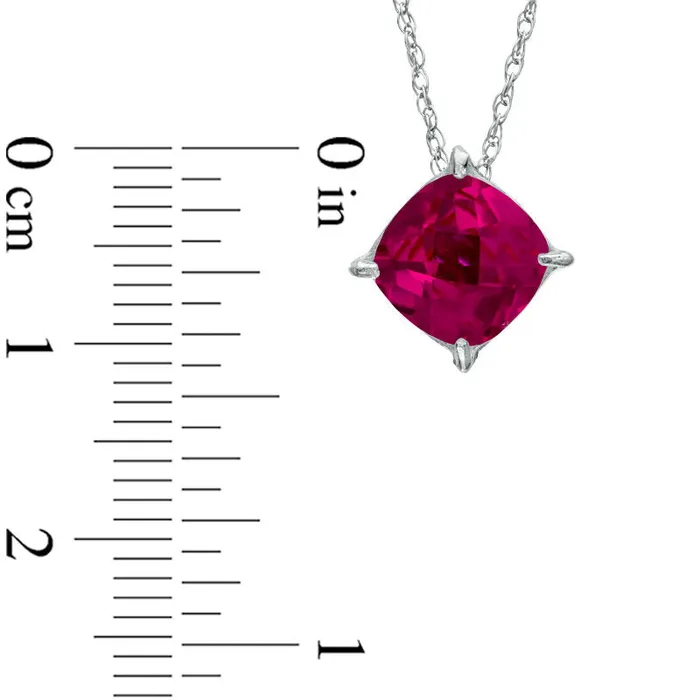 Goldia Necklaces 80mm CushionCut LabCreated Ruby Pendant in Sterling Silver Goldia Necklaces 80mm CushionCut LabCreated Ruby Pendant in Sterling Silver
