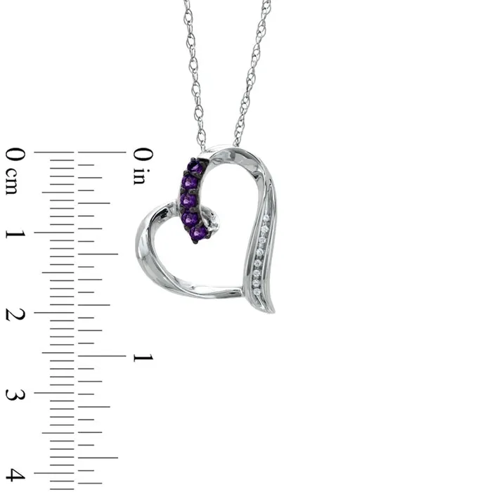 Goldia Necklaces Amethyst and Natural Diamond Accent Looping Heart Pendant in Sterling Silver Goldia Necklaces Amethyst and Natural Diamond Accent Looping Heart Pendant in Sterling Silver