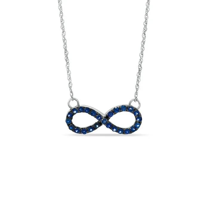 Goldia Necklaces LabCreated Blue Sapphire Sideways Infinity Necklace in Sterling Silver Goldia Necklaces LabCreated Blue Sapphire Sideways Infinity Necklace in Sterling Silver