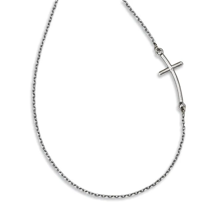 Goldia Necklaces Large Sideways Curved Cross Necklace in 14K White Gold 19 Goldia Necklaces Large Sideways Curved Cross Necklace in 14K White Gold 19