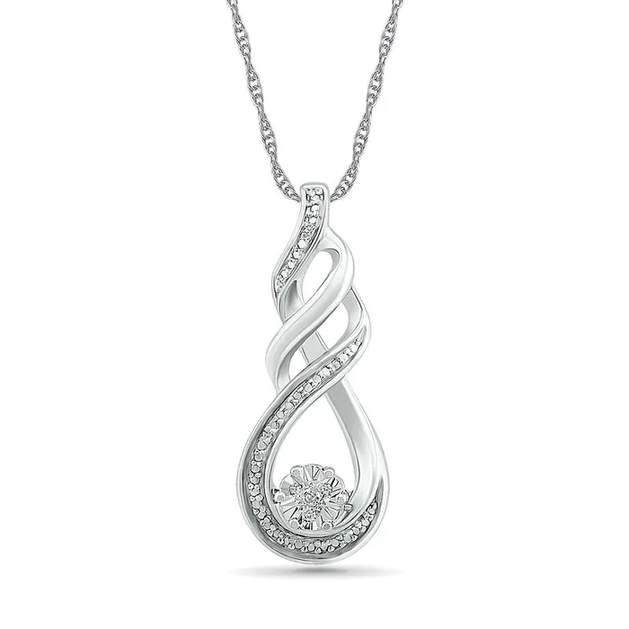Goldia Necklaces Natural Diamond Accent Cascading Flame Pendant in Sterling Silver Goldia Necklaces Natural Diamond Accent Cascading Flame Pendant in Sterling Silver