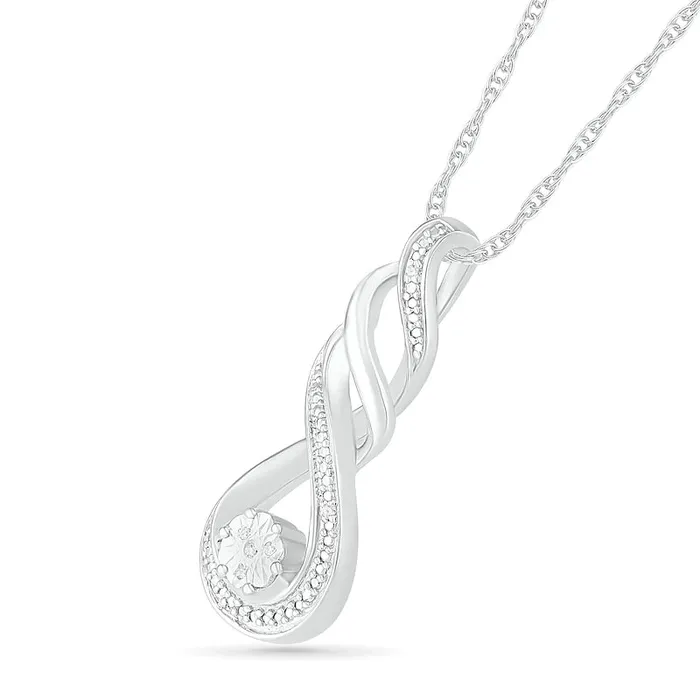 Goldia Necklaces Natural Diamond Accent Cascading Flame Pendant in Sterling Silver Goldia Necklaces Natural Diamond Accent Cascading Flame Pendant in Sterling Silver