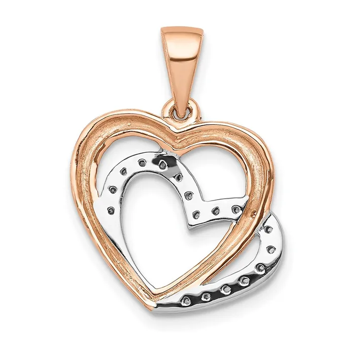 Goldia Necklaces Solid 14k Rose Gold w Rhodium Simulated CZ Entwined Hearts Pendant Goldia Necklaces Solid 14k Rose Gold w Rhodium Simulated CZ Entwined Hearts Pendant