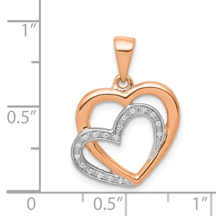 Goldia Necklaces Solid 14k Rose Gold w Rhodium Simulated CZ Entwined Hearts Pendant Goldia Necklaces Solid 14k Rose Gold w Rhodium Simulated CZ Entwined Hearts Pendant