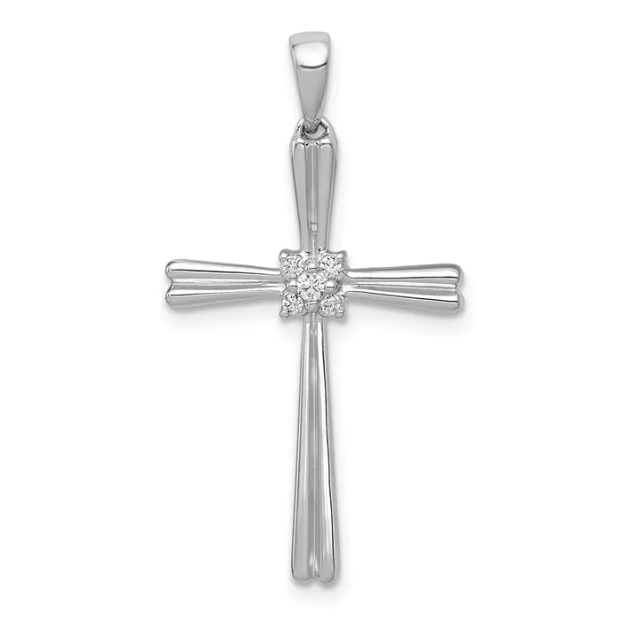 Goldia Necklaces Solid 14k White Gold 120ct Simulated CZ Cross Pendant