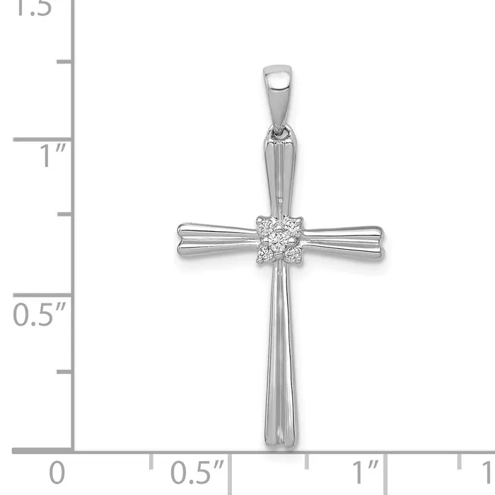 Goldia Necklaces Solid 14k White Gold 120ct Simulated CZ Cross Pendant Goldia Necklaces Solid 14k White Gold 120ct Simulated CZ Cross Pendant