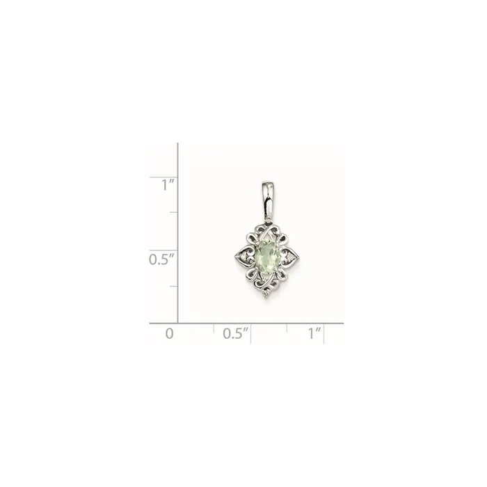 Goldia Necklaces Sterling Silver Green Quartz u0026 Diamond Pendant