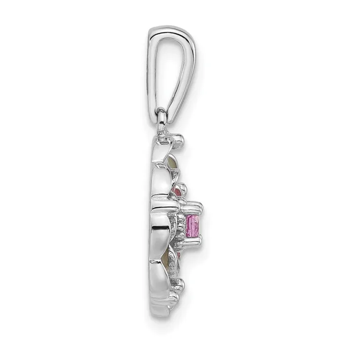 Goldia Necklaces Sterling Silver Polished Enamel u0026 Created Pink Sapphire Flower Pendant