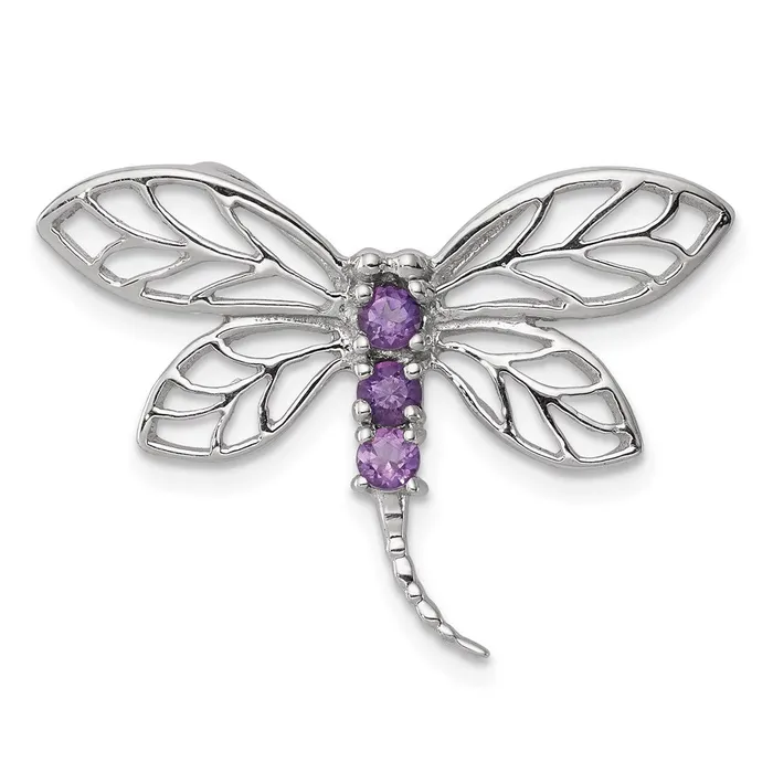Goldia Necklaces Sterling Silver Rhodium Amethyst Dragonfly Pendant