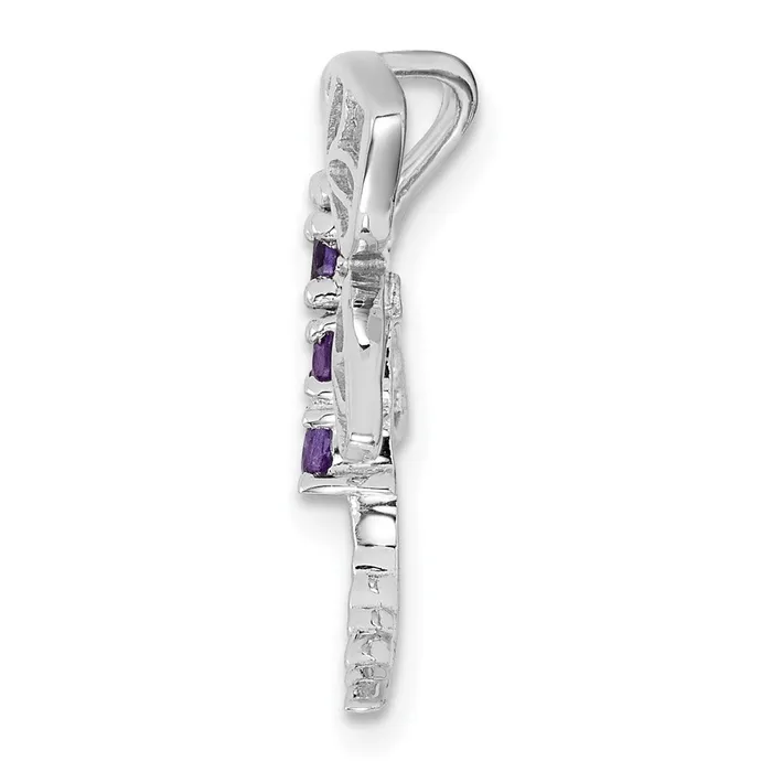Goldia Necklaces Sterling Silver Rhodium Amethyst Dragonfly Pendant