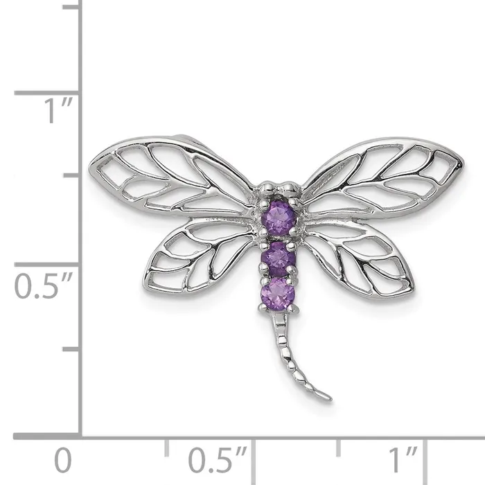 Goldia Necklaces Sterling Silver Rhodium Amethyst Dragonfly Pendant