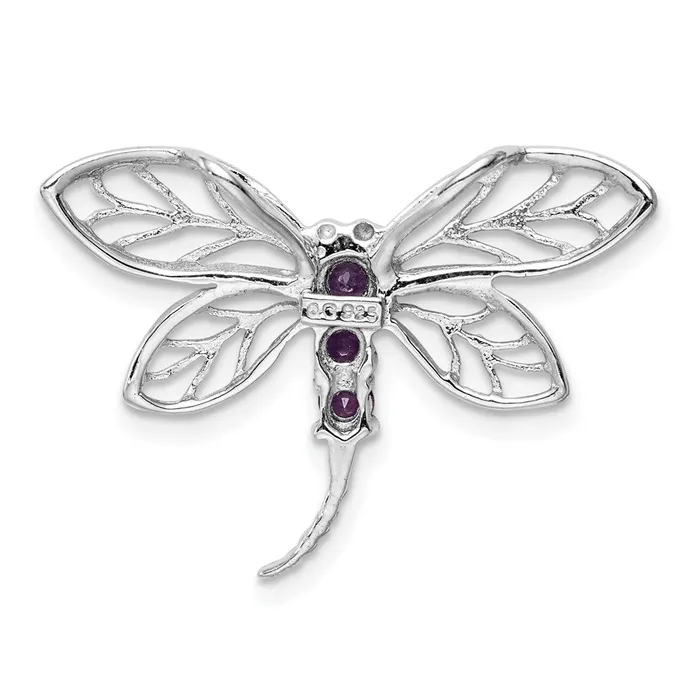 Goldia Necklaces Sterling Silver Rhodium Amethyst Dragonfly Pendant