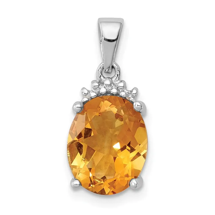 Goldia Necklaces Sterling Silver Rhodium Citrine u0026 Diamond Pendant