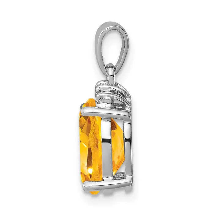 Goldia Necklaces Sterling Silver Rhodium Citrine u0026 Diamond Pendant