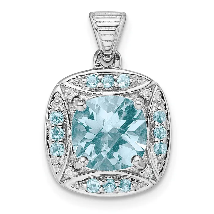 Goldia Necklaces Sterling Silver Rhodiumplate Diamond u0026 Lt Swiss Blue Topaz Pendant Goldia Necklaces Sterling Silver Rhodiumplate Diamond u0026 Lt Swiss Blue Topaz Pendant