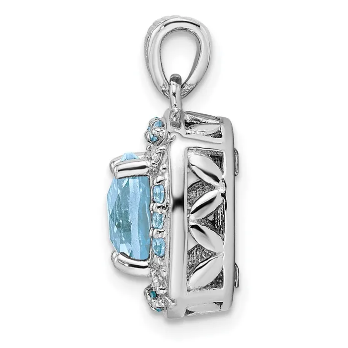 Goldia Necklaces Sterling Silver Rhodiumplate Diamond u0026 Lt Swiss Blue Topaz Pendant