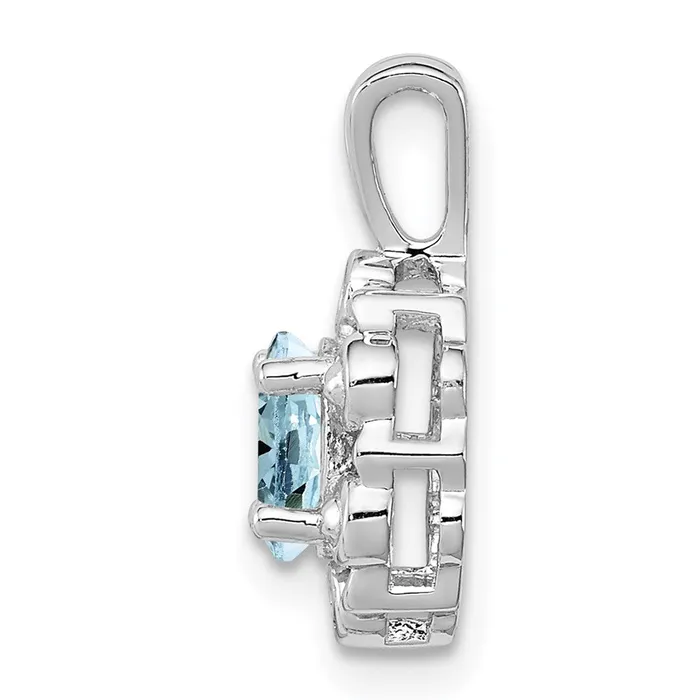 Goldia Necklaces Sterling Silver Rhodiumplated Aquamarine u0026 Diamond Pendant