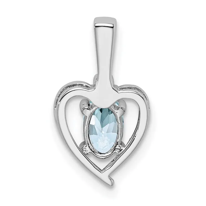 Goldia Necklaces Sterling Silver Rhodiumplated Aquamarine u0026 Diamond Pendant