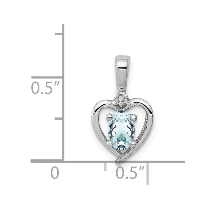 Goldia Necklaces Sterling Silver Rhodiumplated Aquamarine u0026 Diamond Pendant