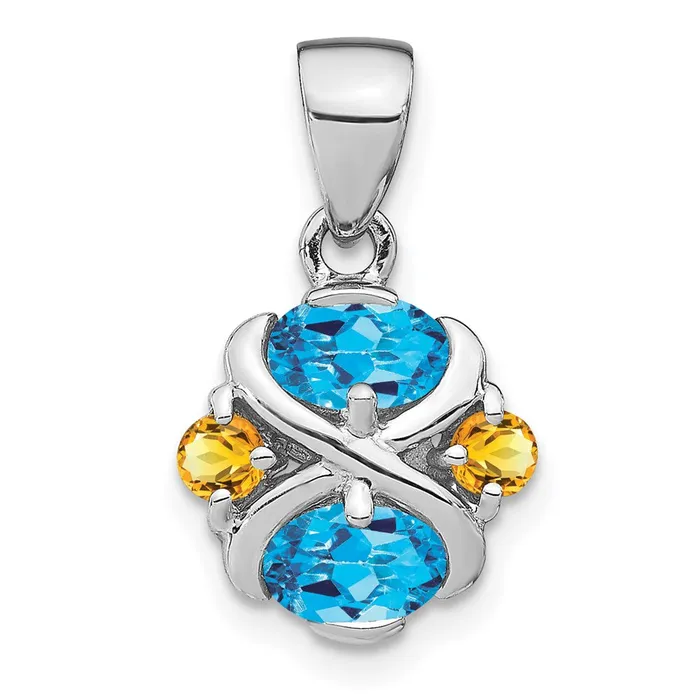 Goldia Necklaces Sterling Silver Rhodiumplated Blue Topaz and Citrine Pendant Goldia Necklaces Sterling Silver Rhodiumplated Blue Topaz and Citrine Pendant