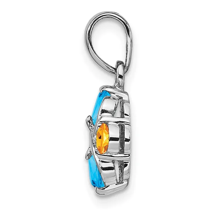Goldia Necklaces Sterling Silver Rhodiumplated Blue Topaz and Citrine Pendant