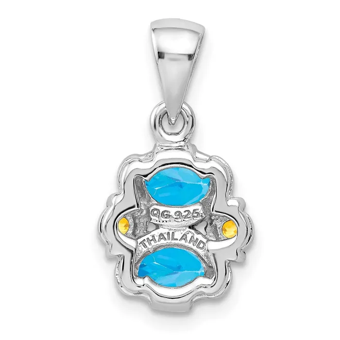 Goldia Necklaces Sterling Silver Rhodiumplated Blue Topaz and Citrine Pendant