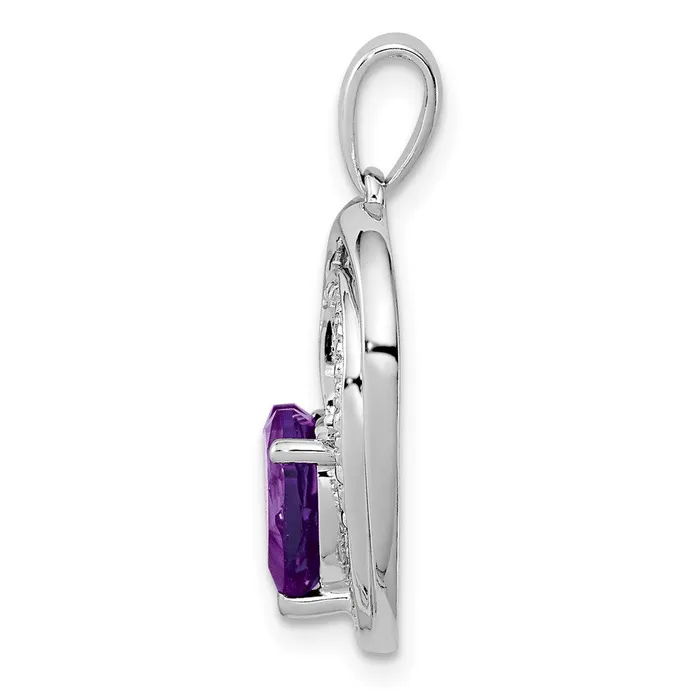 Goldia Necklaces Sterling Silver Rhodium Plated Diamond and Amethyst Heart Pendant