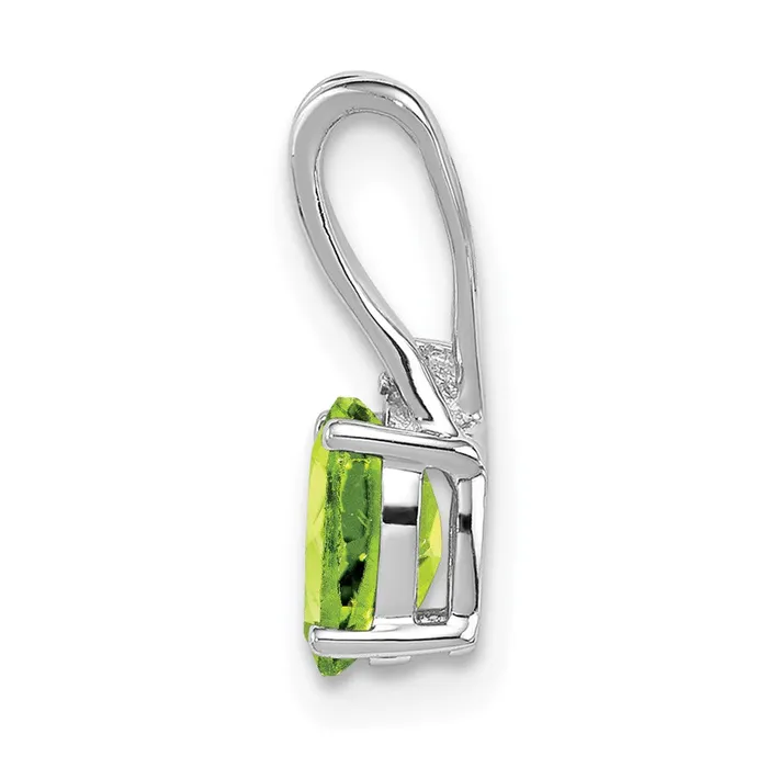 Goldia Necklaces Sterling Silver Rhodium Plated Diamond and Peridot Oval Pendant