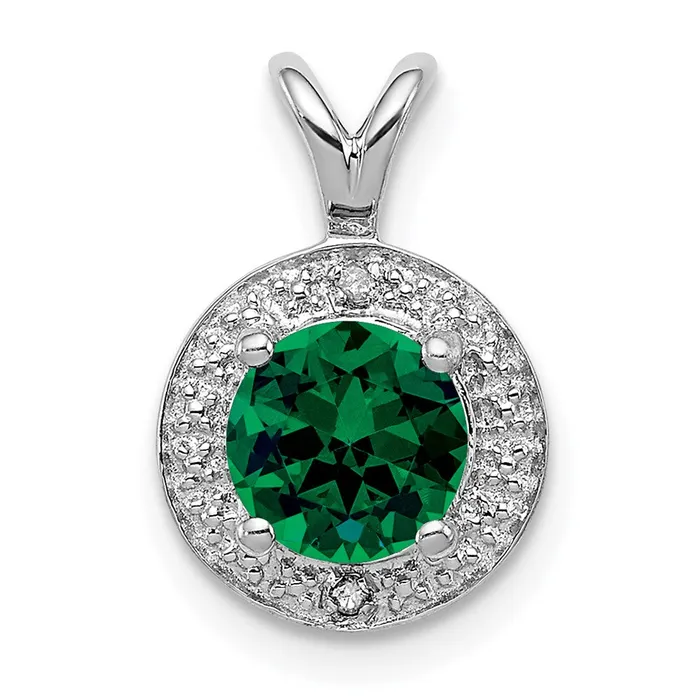 Goldia Necklaces Sterling Silver Rhodiumplated Diamond u0026 Created Emerald Pendant Goldia Necklaces Sterling Silver Rhodiumplated Diamond u0026 Created Emerald Pendant