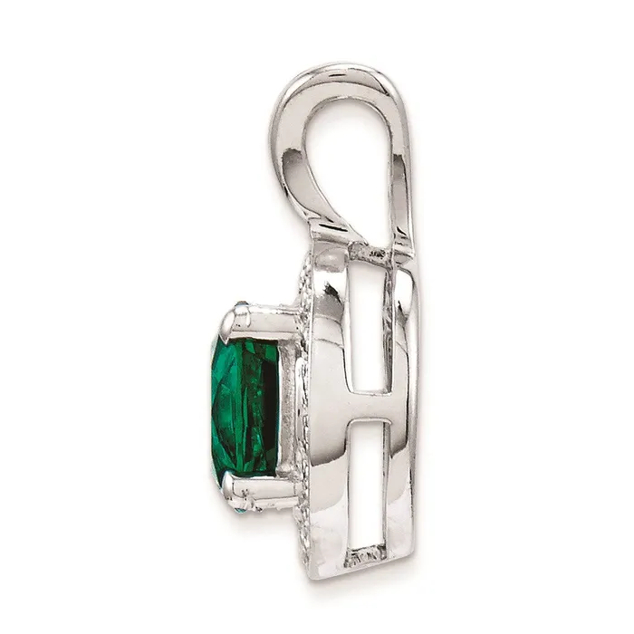Goldia Necklaces Sterling Silver Rhodiumplated Diamond u0026 Created Emerald Pendant