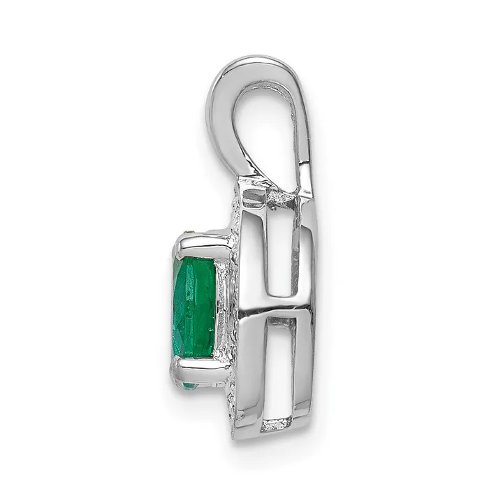 Goldia Necklaces Sterling Silver Rhodiumplated Diamond u0026 Created Emerald Pendant