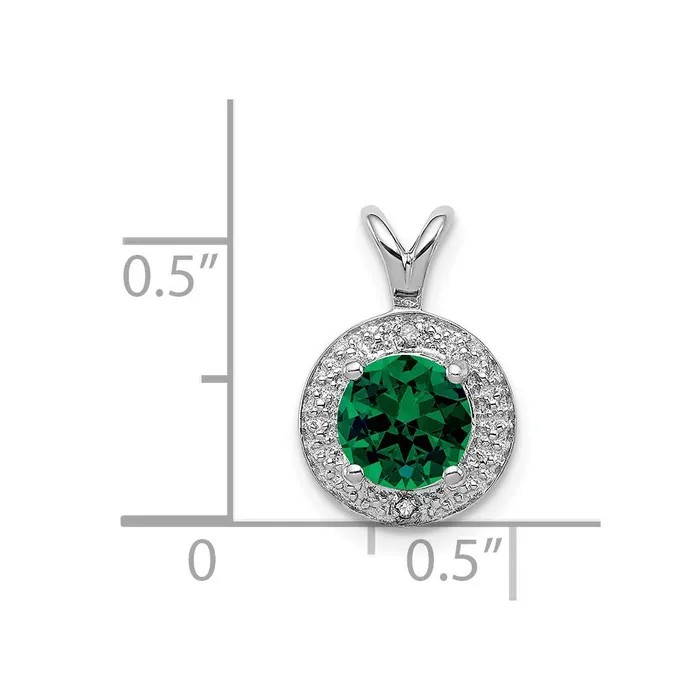 Goldia Necklaces Sterling Silver Rhodiumplated Diamond u0026 Created Emerald Pendant