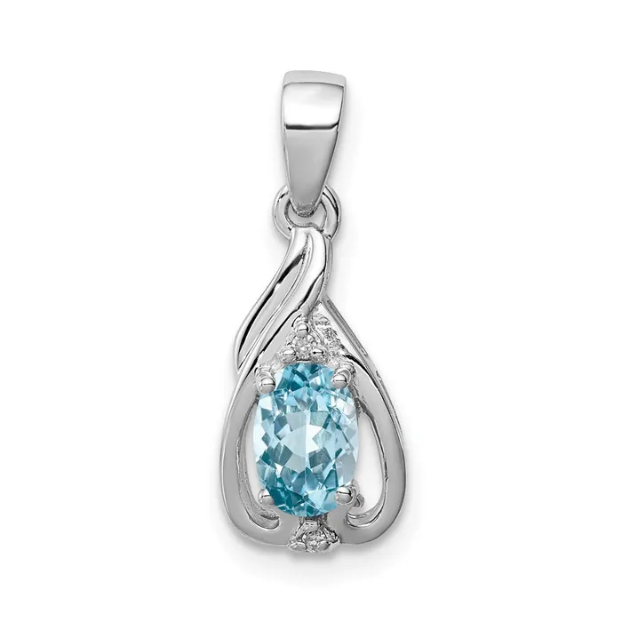 Goldia Necklaces Sterling Silver Rhodium Plated Diamond u0026 Sky Blue Topaz Oval Pendant Goldia Necklaces Sterling Silver Rhodium Plated Diamond u0026 Sky Blue Topaz Oval Pendant