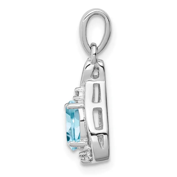 Goldia Necklaces Sterling Silver Rhodium Plated Diamond u0026 Sky Blue Topaz Oval Pendant