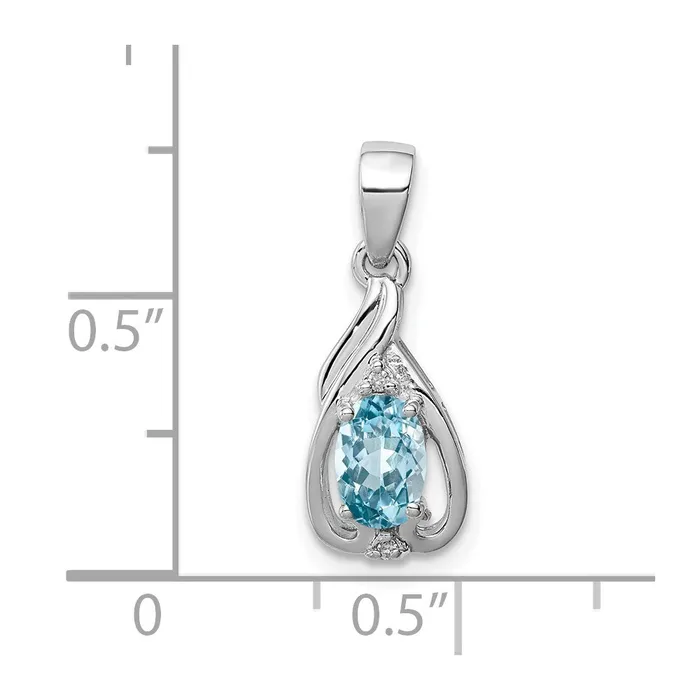 Goldia Necklaces Sterling Silver Rhodium Plated Diamond u0026 Sky Blue Topaz Oval Pendant