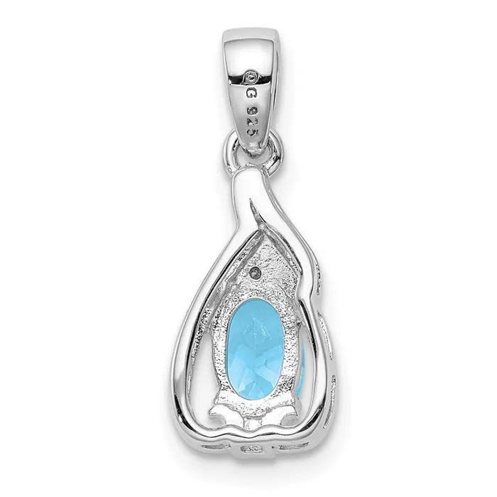 Goldia Necklaces Sterling Silver Rhodium Plated Diamond u0026 Sky Blue Topaz Oval Pendant