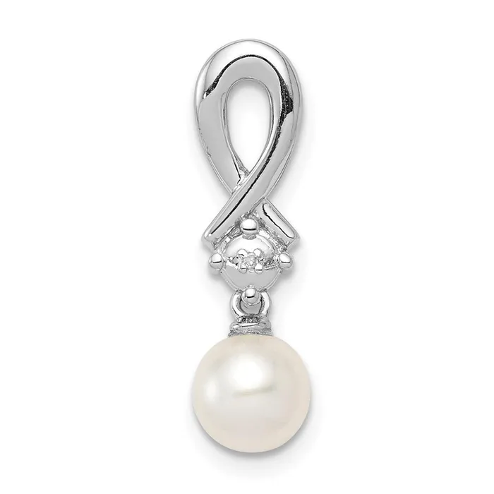 Goldia Necklaces Sterling Silver Rhodiumplated FW Cultured Pearl Diamond Chain Slide Goldia Necklaces Sterling Silver Rhodiumplated FW Cultured Pearl Diamond Chain Slide