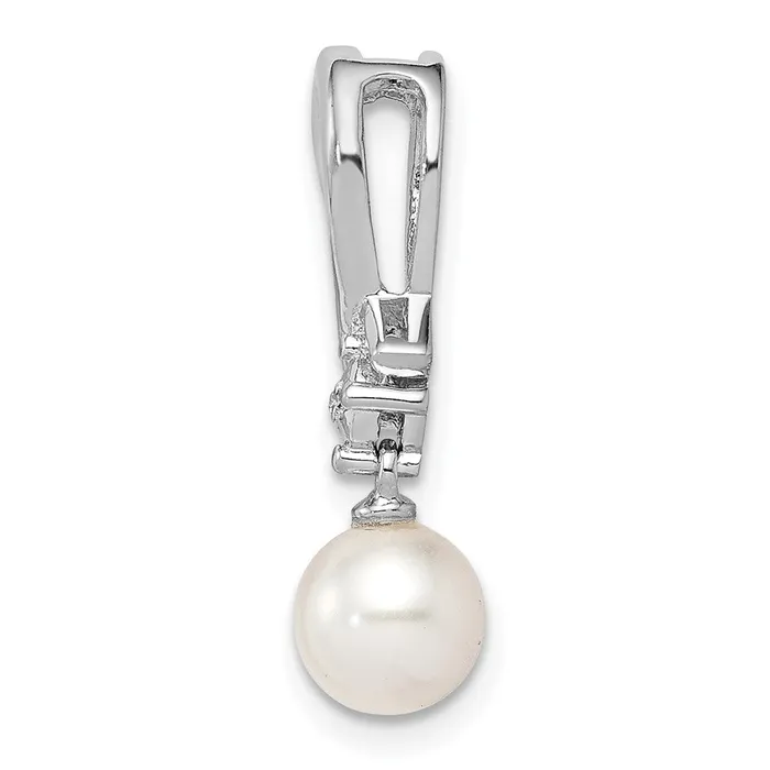 Goldia Necklaces Sterling Silver Rhodiumplated FW Cultured Pearl Diamond Chain Slide