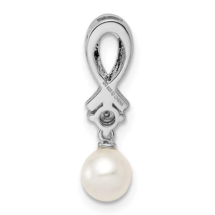 Goldia Necklaces Sterling Silver Rhodiumplated FW Cultured Pearl Diamond Chain Slide